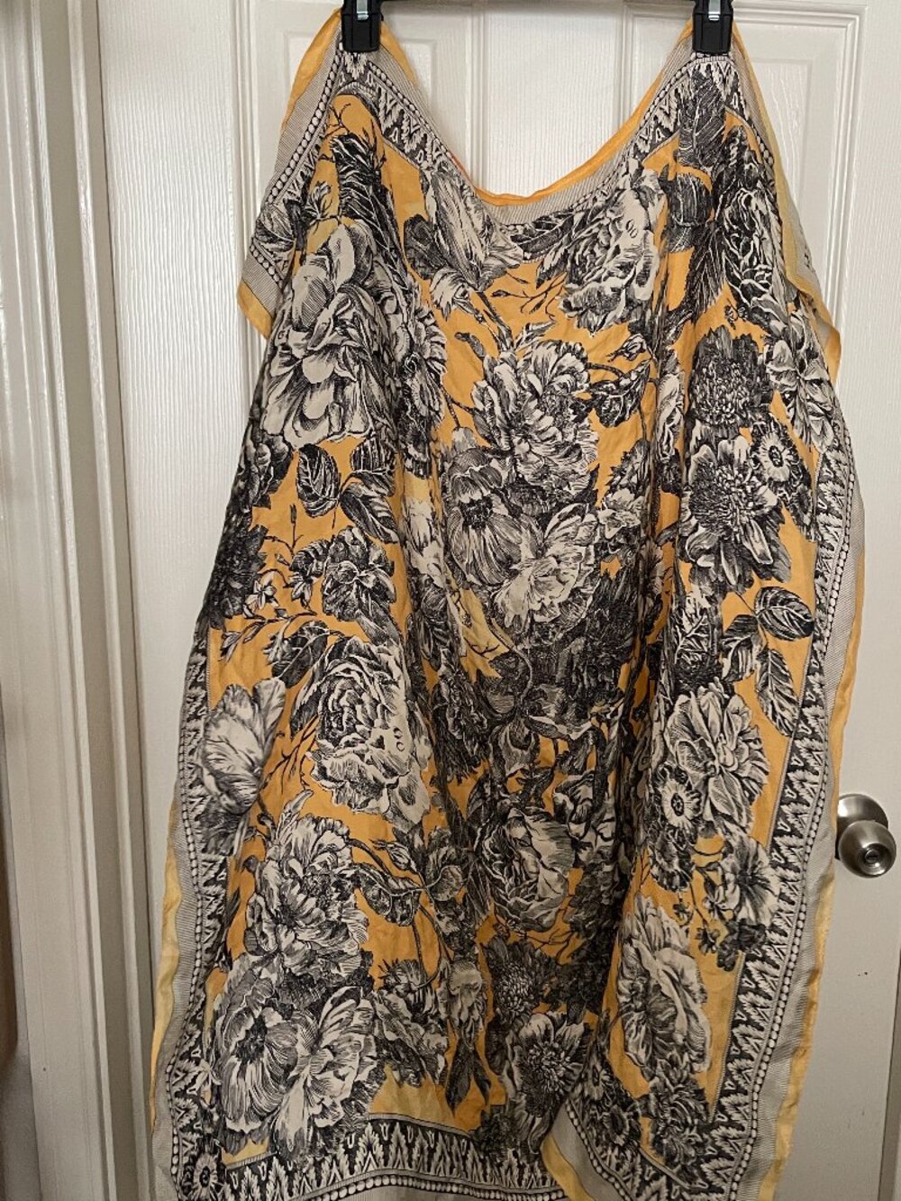 Yellow/Black Floral Print Scarf